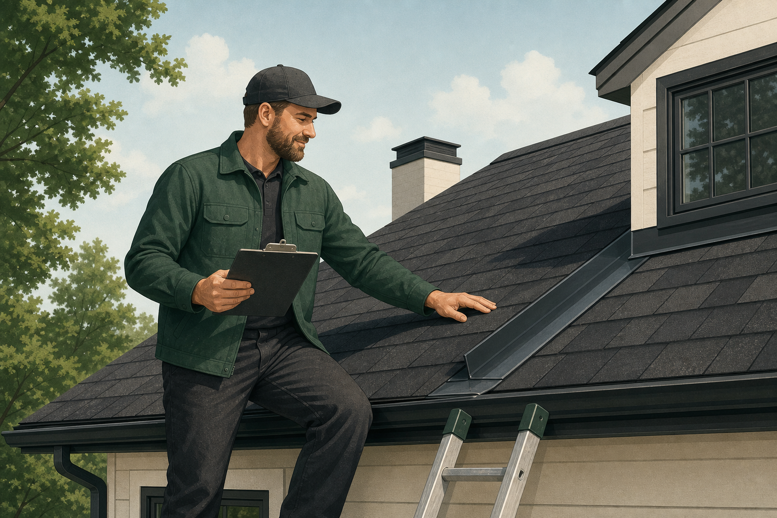 John Davet of Davet Roofing on a residential roof in Nashville
